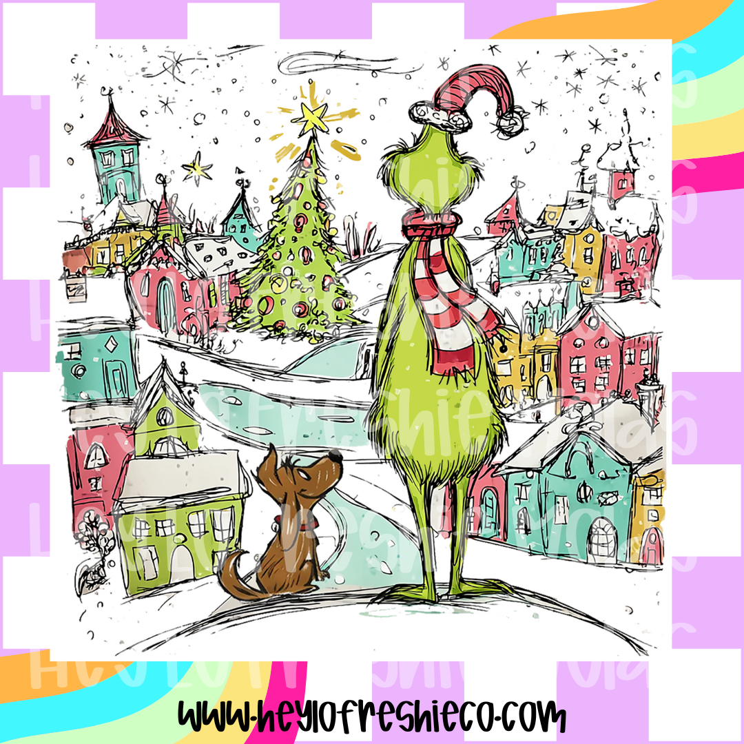 Square Cardstock | Green Guy & Dog