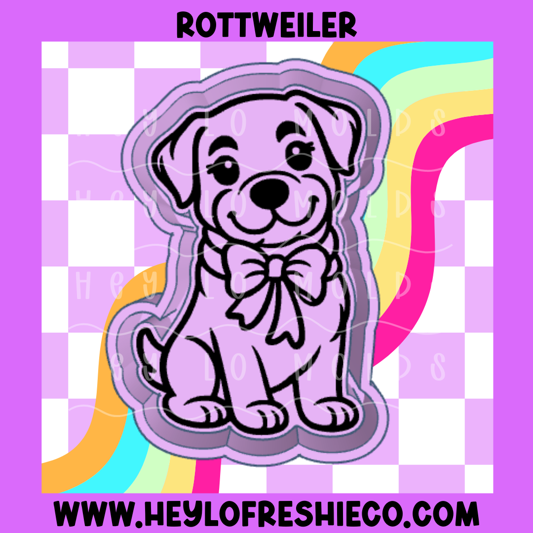 Rottweiler With Bow Silicone Mold
