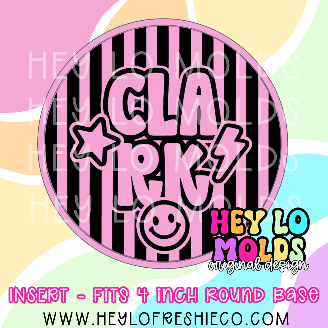 4 Inch Round Insert - Preppy Team Name: Clark