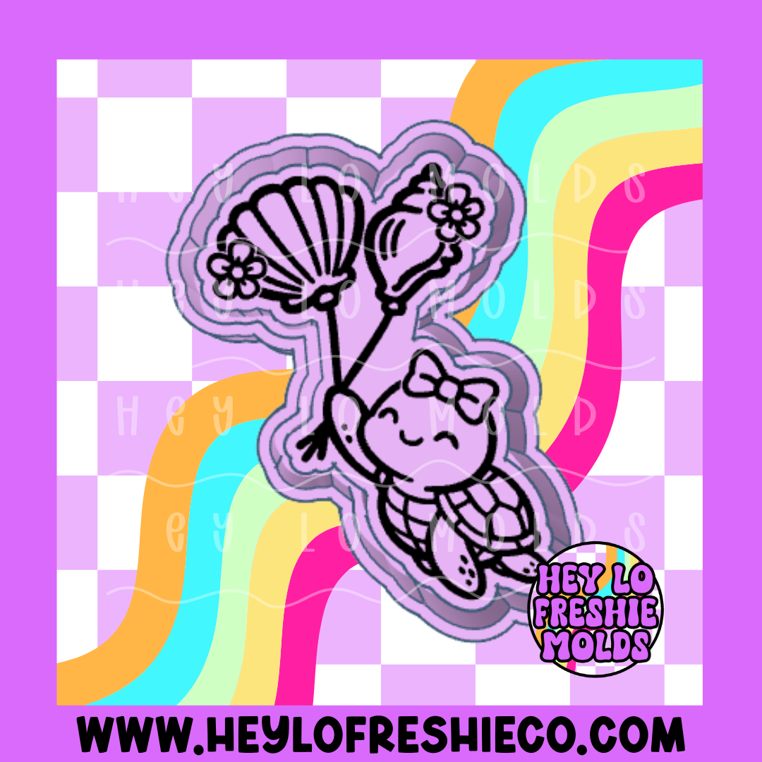 Turtle With Balloons Silicone Mold