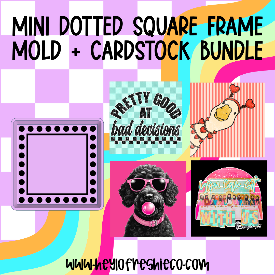MINI Dotted Square Frame Mold + Cardstock Bundle