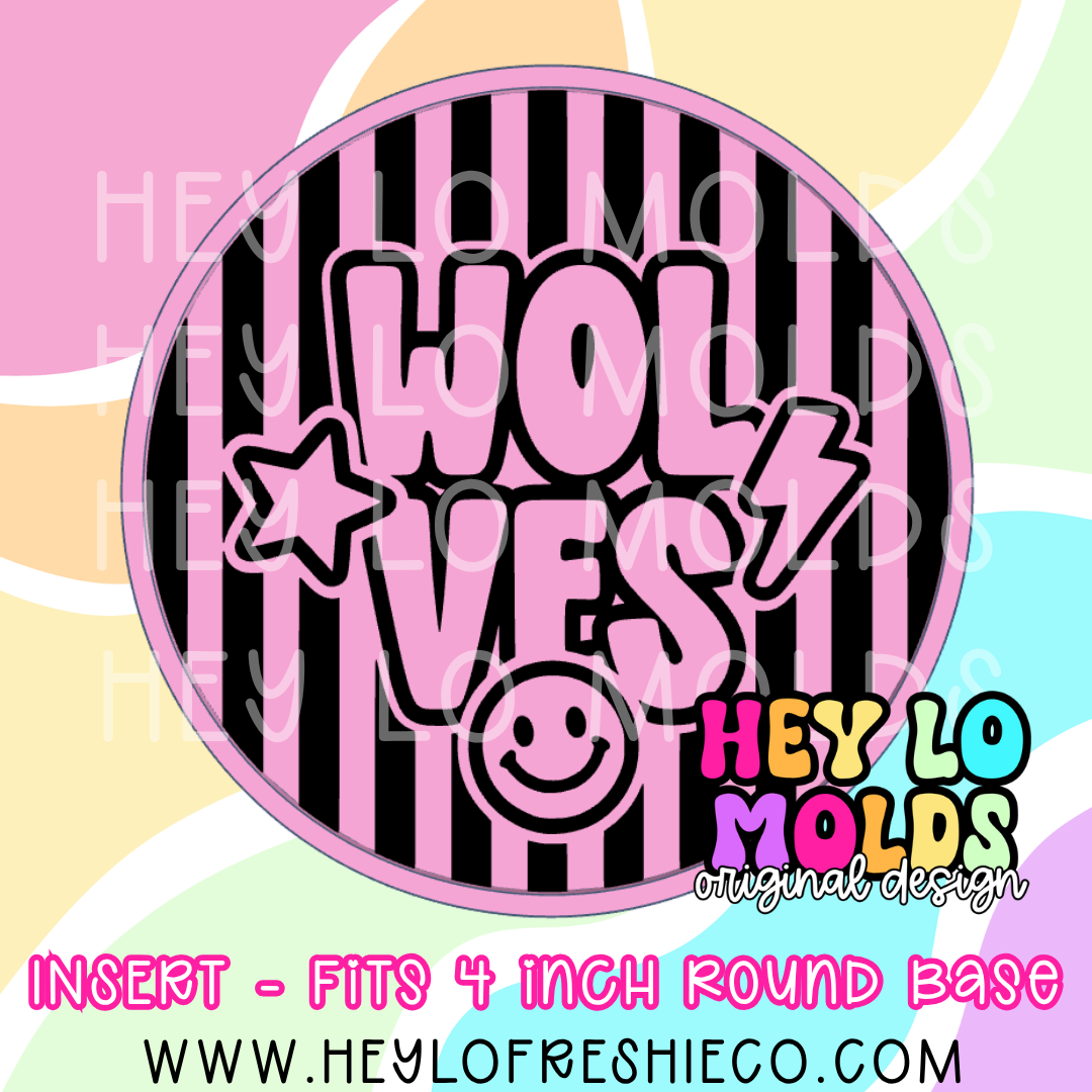 4 Inch Round Insert - Preppy Team Name: Wolves