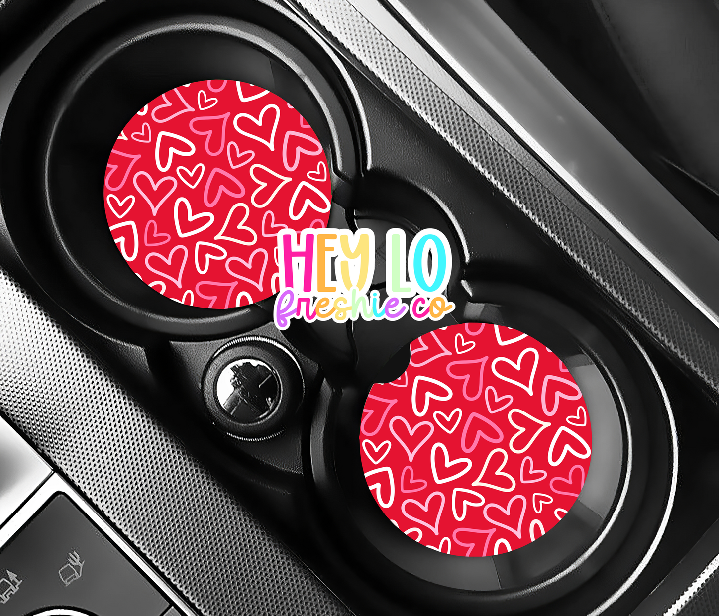 Car Coaster (Set of 2) | Red Hearts