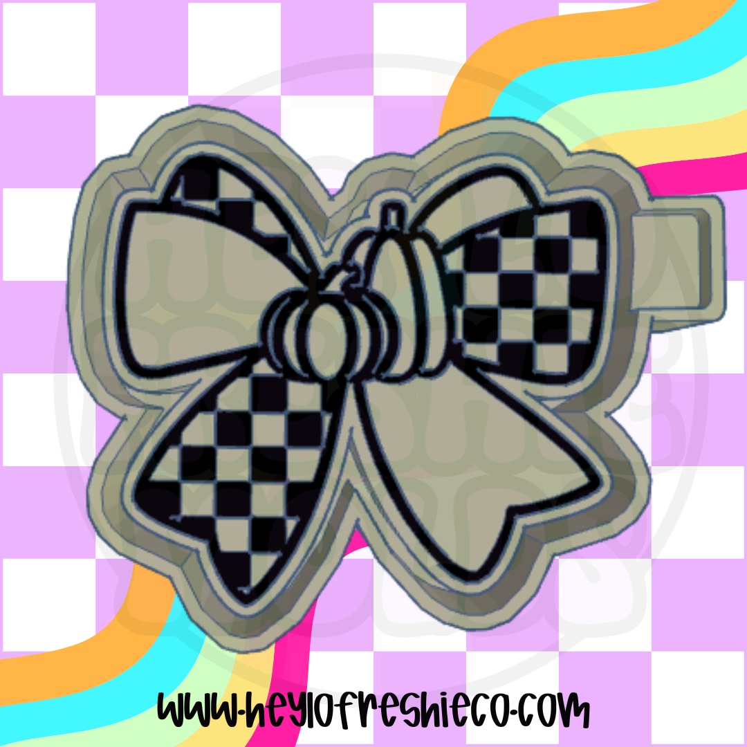 Checkered Pumpkin Bow Silicone Mold