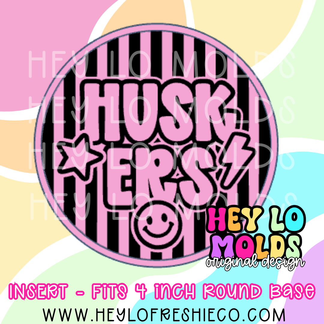 4 Inch Round Insert - Preppy Team Name: Huskers