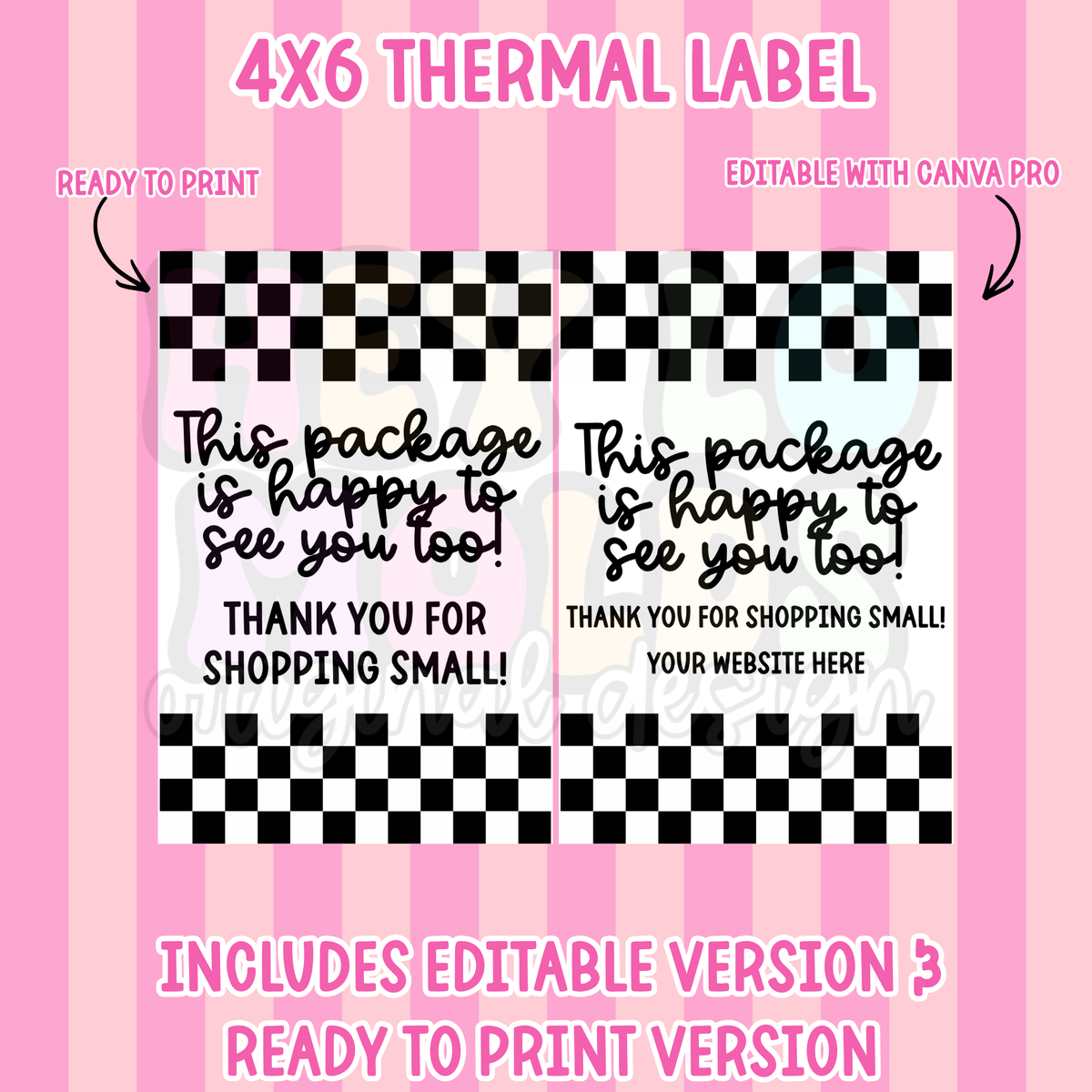 DIGITAL DOWNLOAD: This Package Is Happy To See You (Checkered) 4x6 Thermal Label