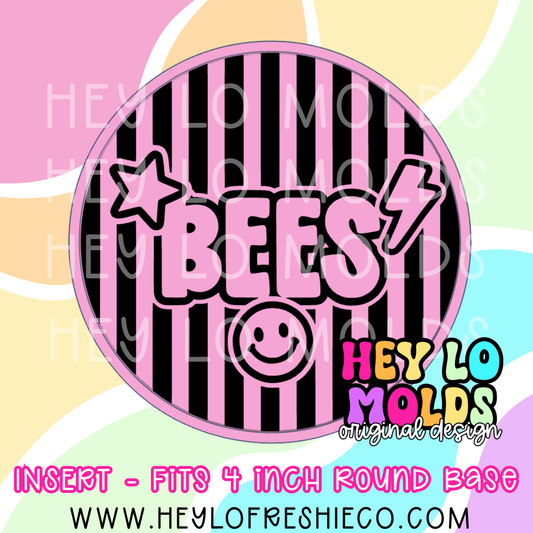 4 Inch Round Insert - Preppy Team Name: Bees