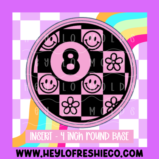 4 Inch Round Insert - Smiley 8 Ball