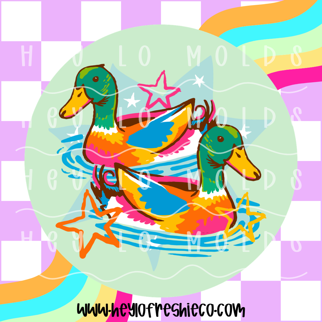 Round Cardstock 043 | Colorful Ducks
