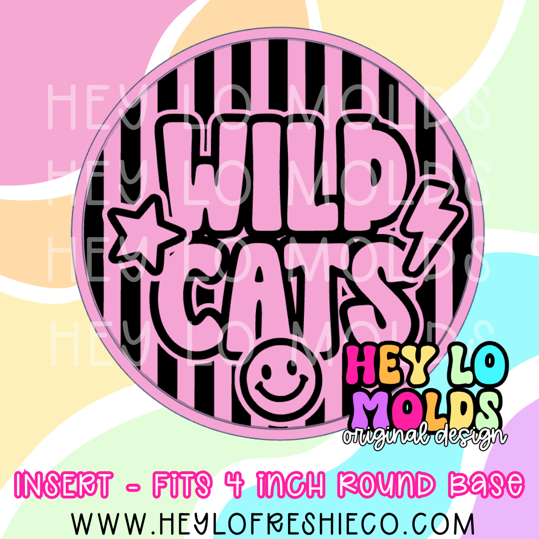 4 Inch Round Insert - Preppy Team Name: Wildcats