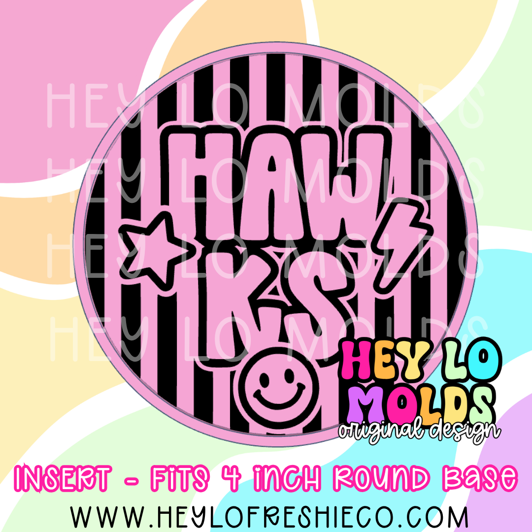 4 Inch Round Insert - Preppy Team Name: Hawks