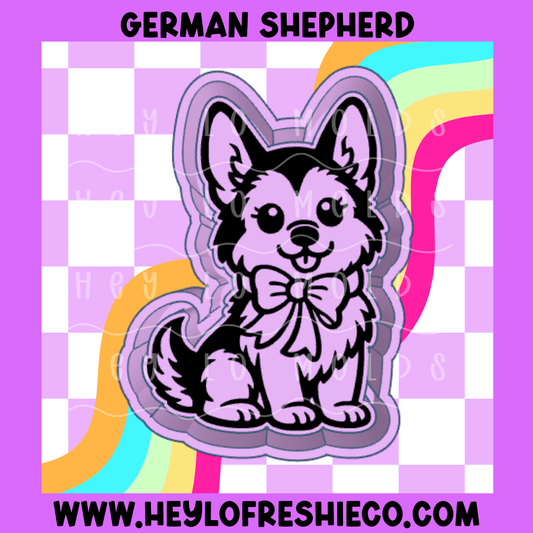 German Shepherd With Bow Silicone Mold