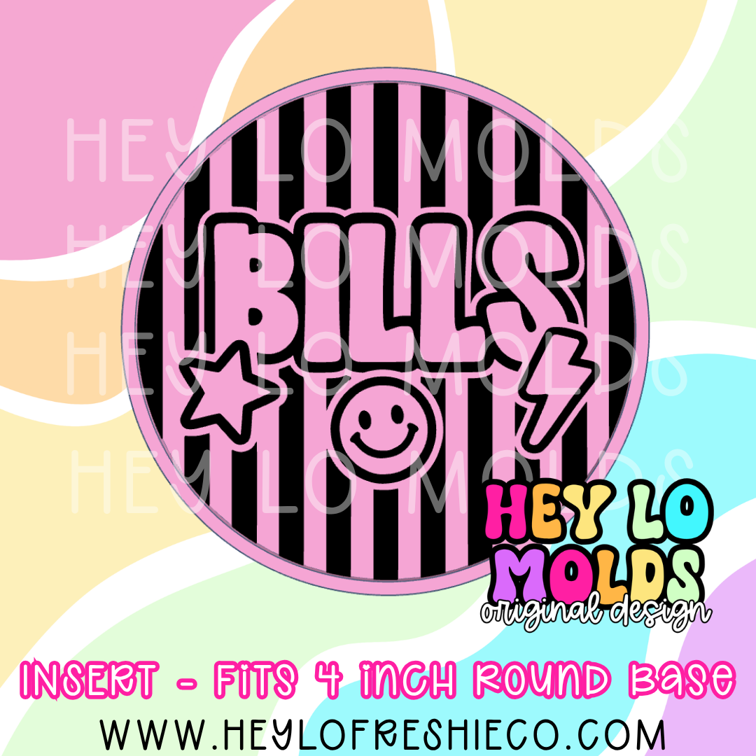 4 Inch Round Insert - Preppy Team Name: Bills