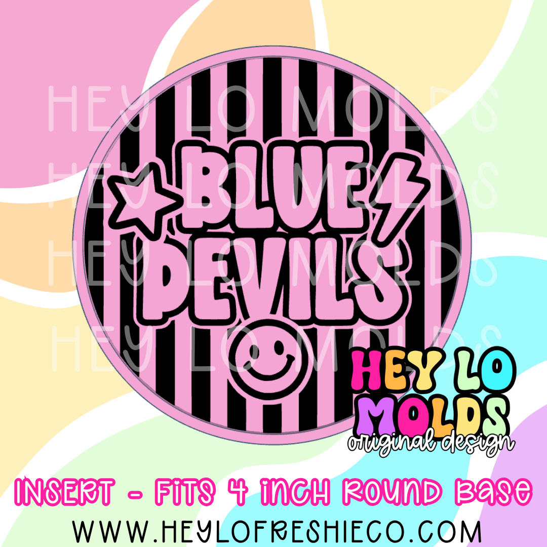 4 Inch Round Insert - Preppy Team Name: Blue Devils