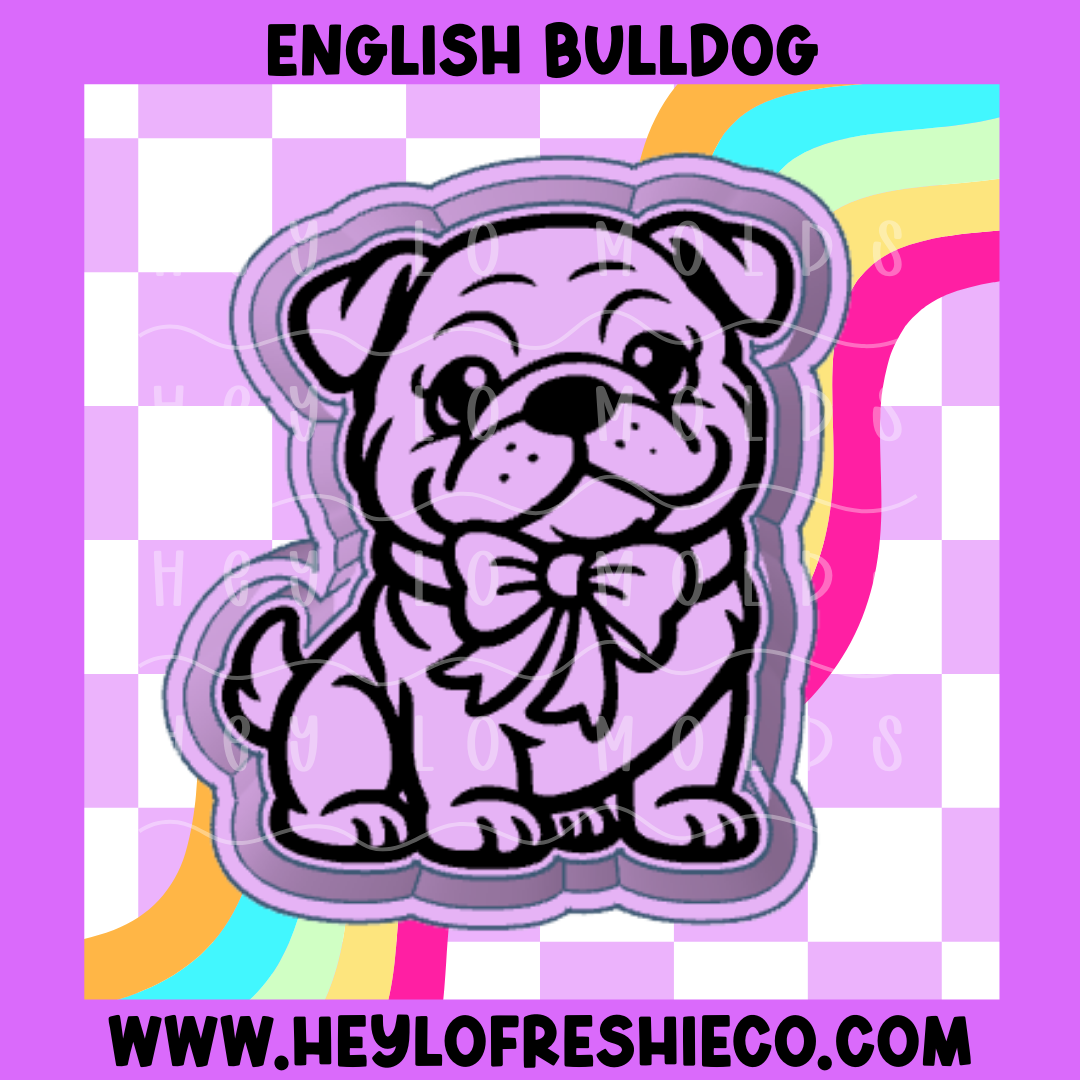 English Bulldog With Bow Silicone Mold