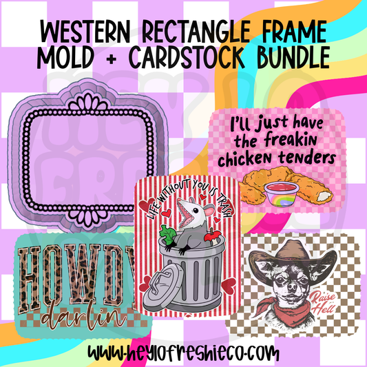 Western Rectangle Frame Mold + Cardstock Bundle