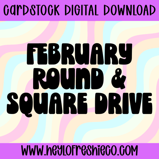 Digital Cardstock: February Round/Square Drive