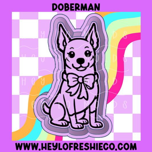 Doberman With Bow Silicone Mold
