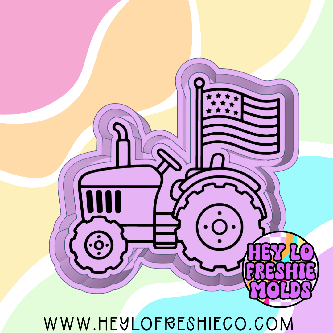 Tractor With Flag Silicone Mold