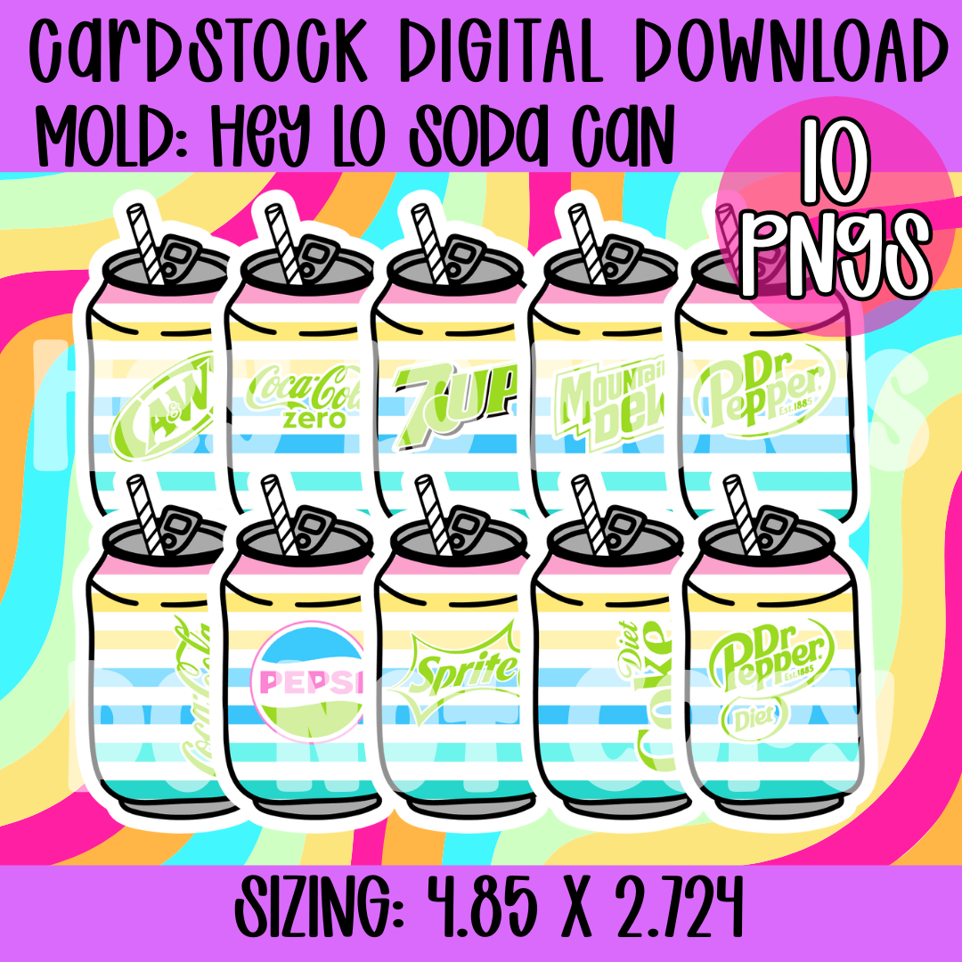 Soda Can Digital Download Cardstock: Rainbow Stripes