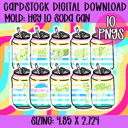 Soda Can Digital Download Cardstock: Rainbow Stripes