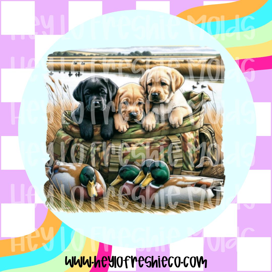 Round Cardstock 119 | Lab Puppy Duck Hunters