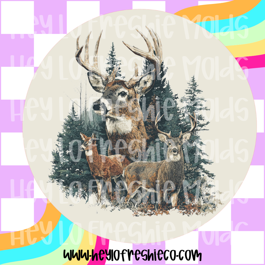 Round Cardstock 051 | Deer Scene