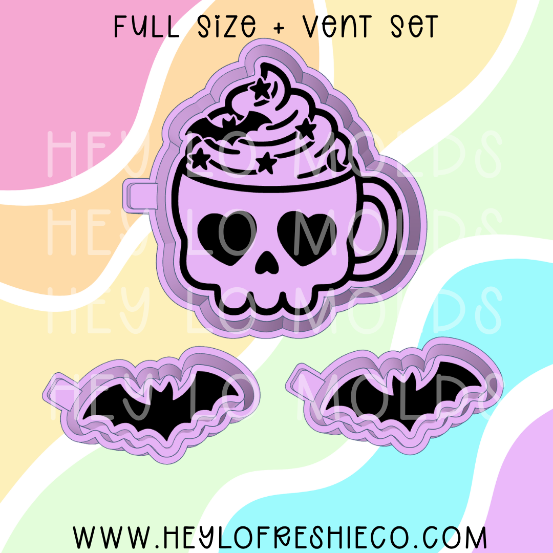 Skull Mug Silicone Mold + Bat Vent Set