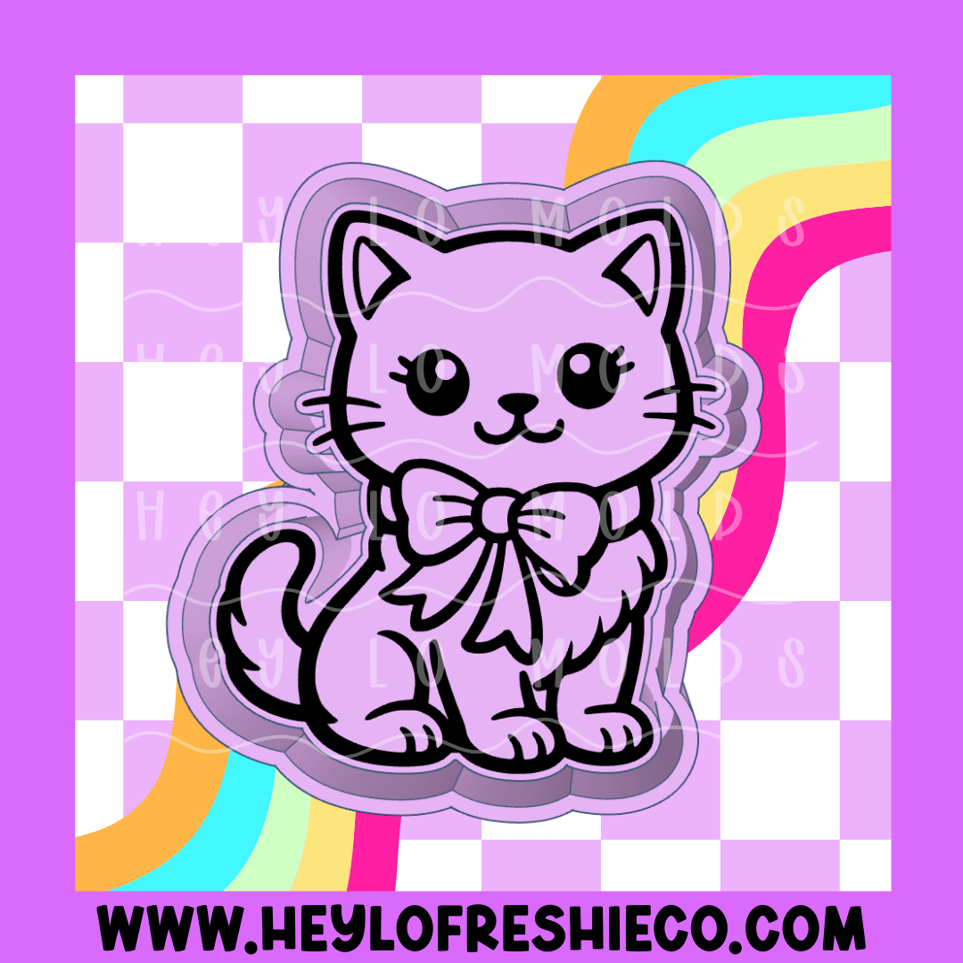 Cat With Bow Silicone Mold