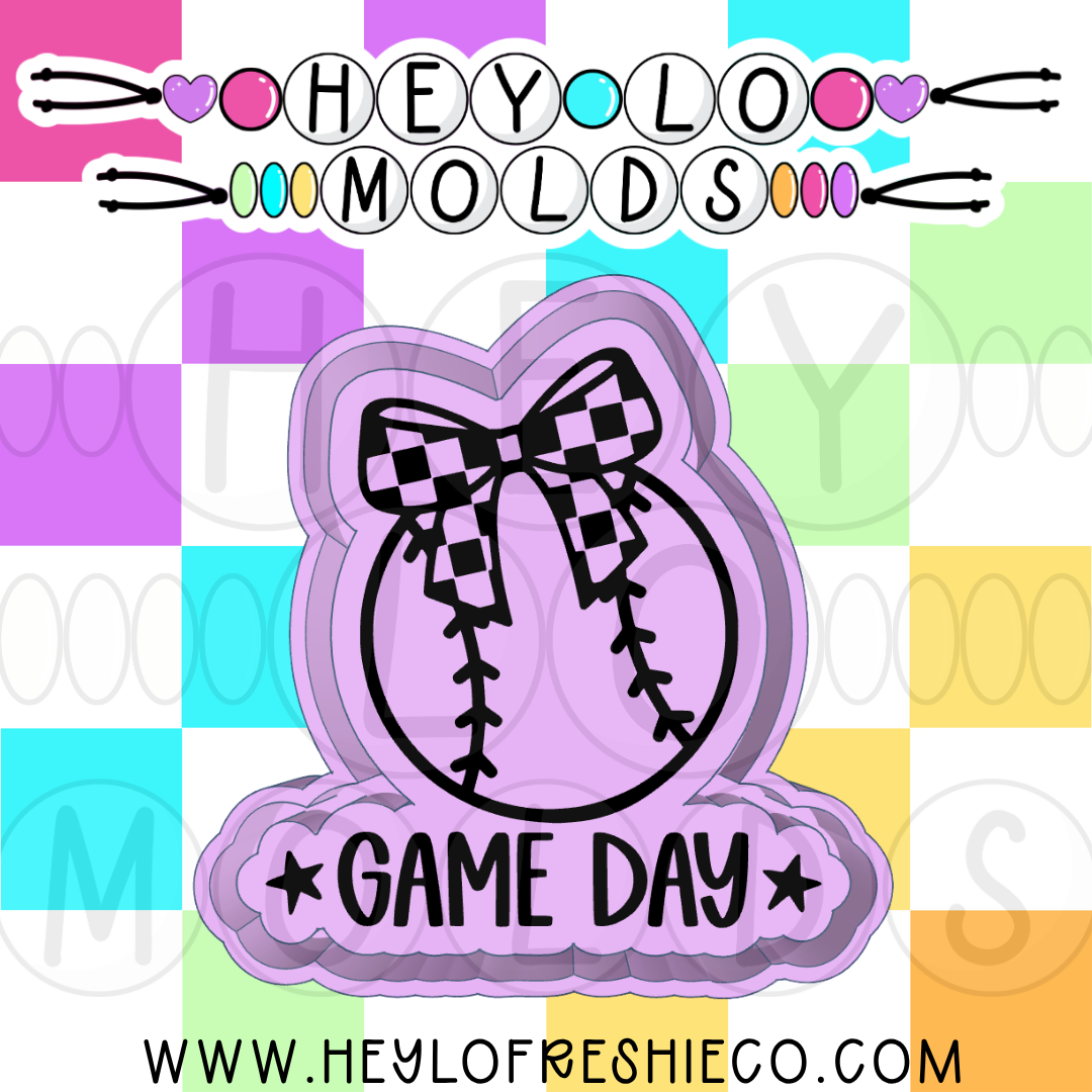 Game Day Baseball With Bow Silicone Mold