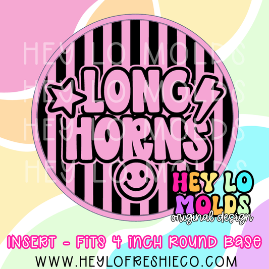 4 Inch Round Insert - Preppy Team Name: Longhorns