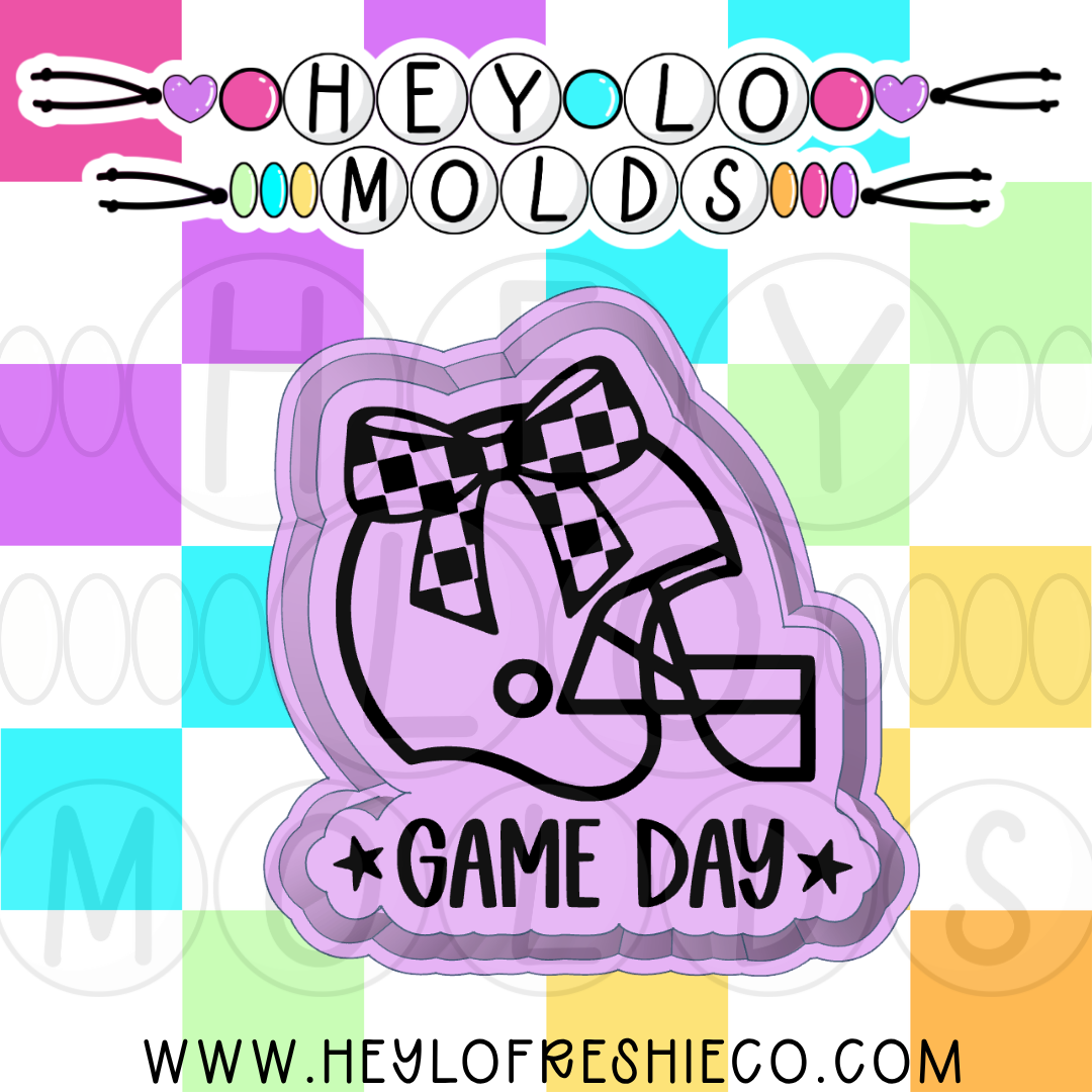 Game Day Football Helmet With Bow Silicone Mold