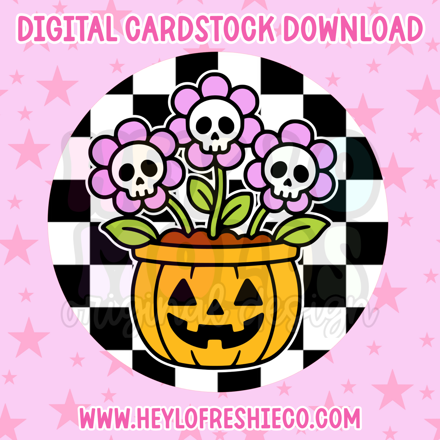 Digital Cardstock: Skull Flowers