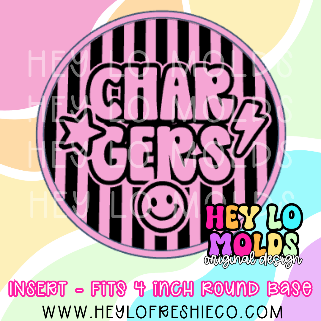 4 Inch Round Insert - Preppy Team Name: Chargers