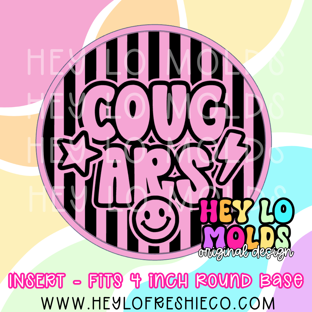 4 Inch Round Insert - Preppy Team Name: Cougars