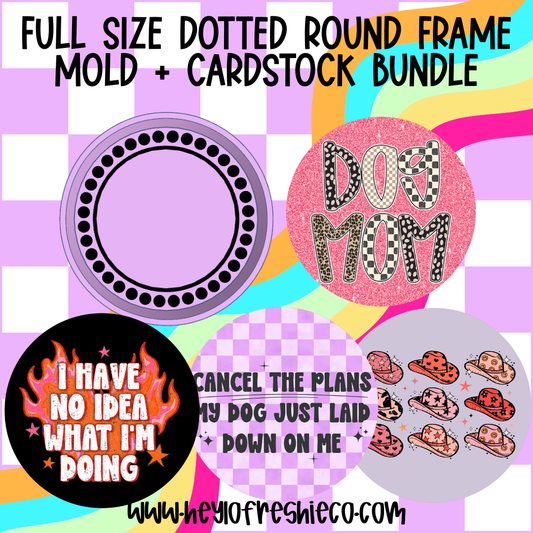 FULL SIZE Dotted Round Frame Mold + Cardstock Bundle