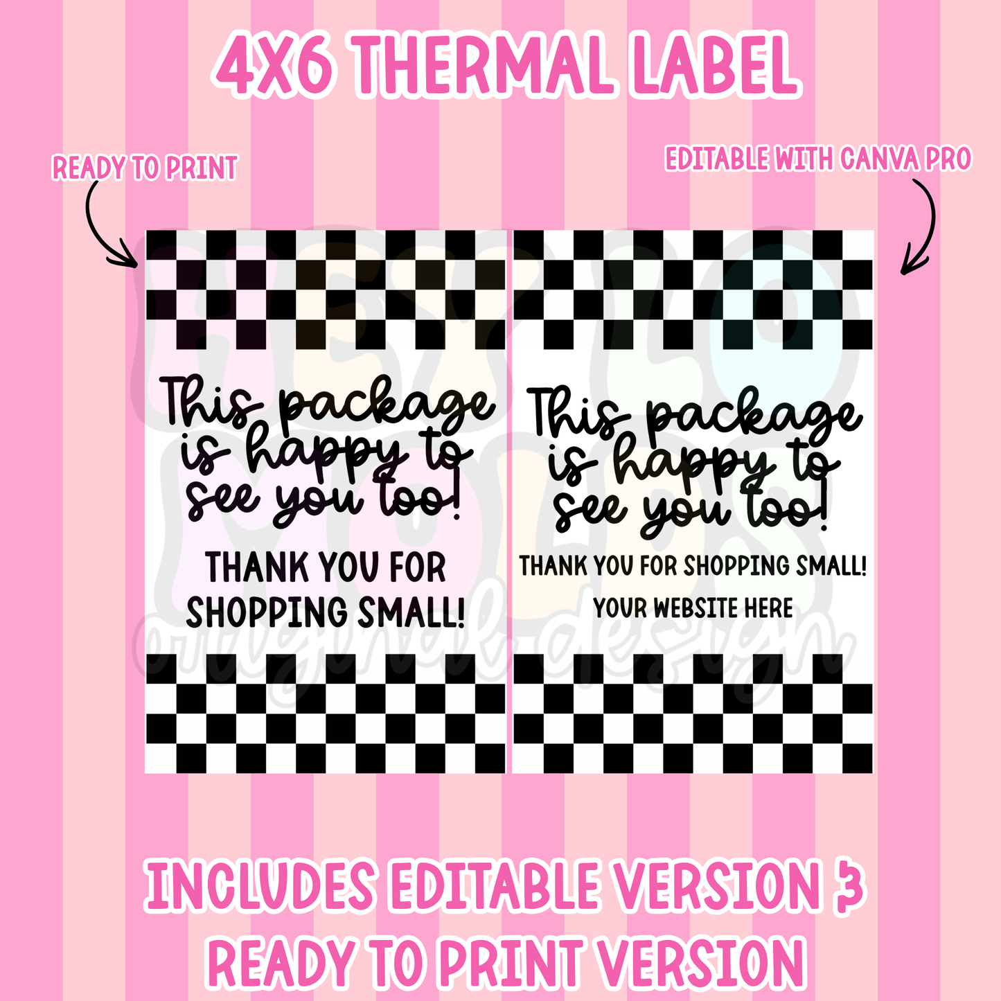 DIGITAL DOWNLOAD: This Package Is Happy To See You (Checkered) 4x6 Thermal Label