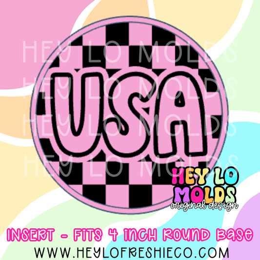 4 Inch Round Insert - Checkered USA