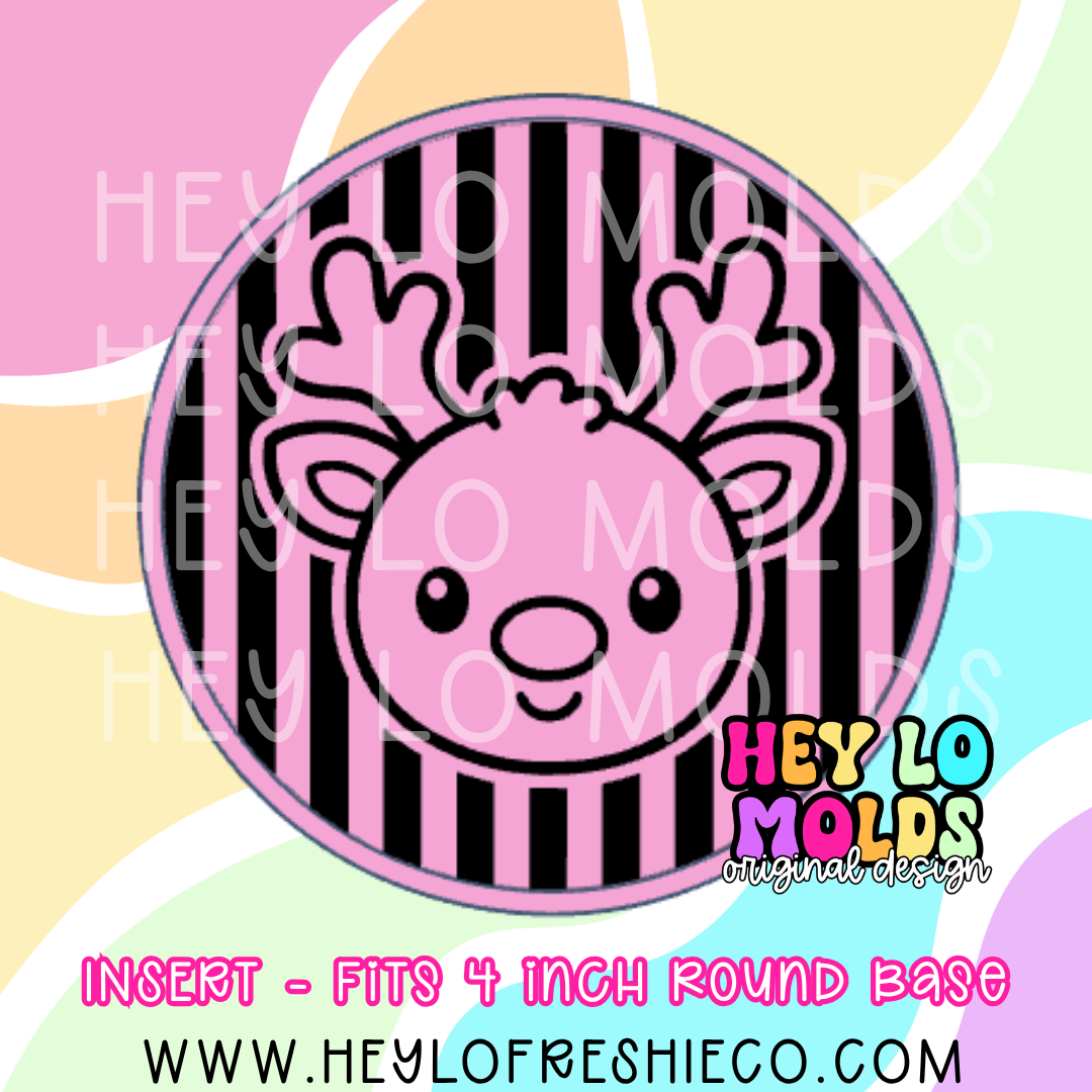 4 Inch Round Insert - Striped Reindeer